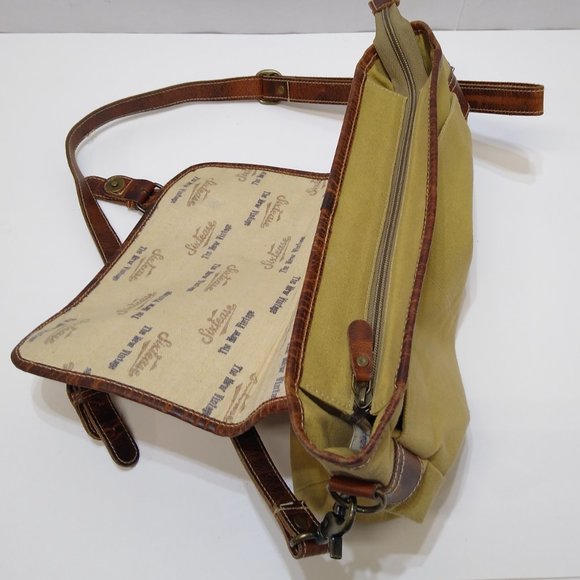 Sixtease Up-cycled Canvas Travel Sling Bag: Journey in  Sixtease Wildfire Shoulder Bag The New Vintage Leather & Up-cycled Canvas EUC